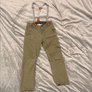Little Boys H&M Olive Green Utility Pants with Suspenders
